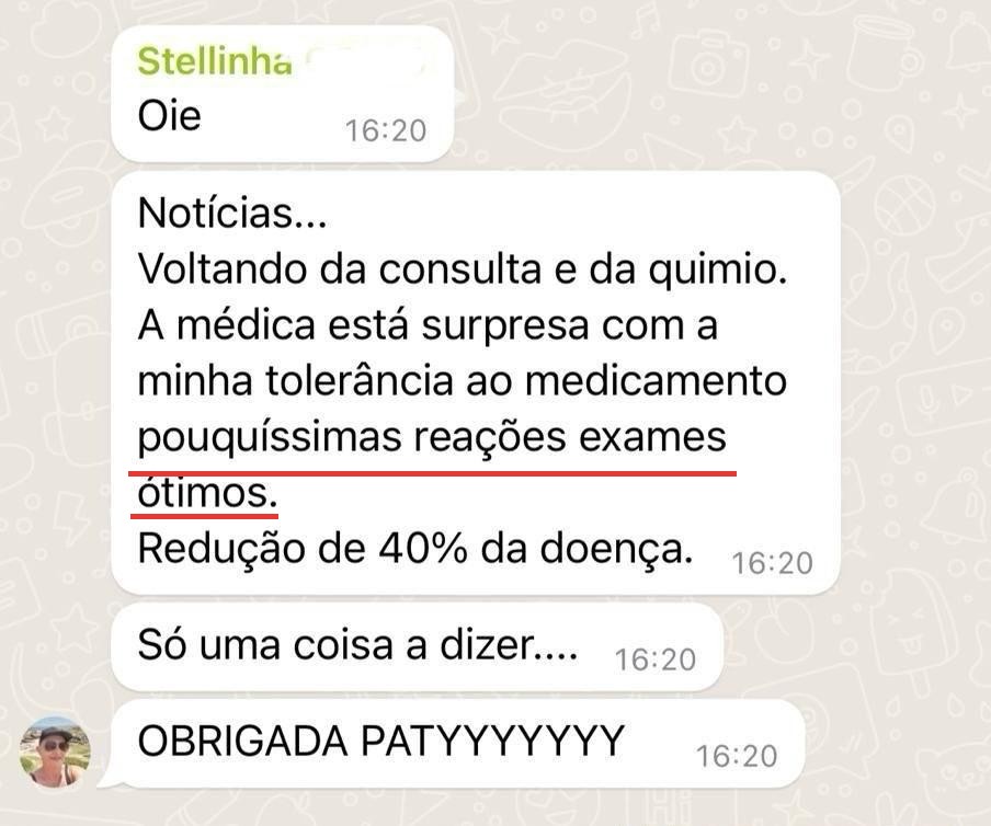 Print do depoimento da Stellinha